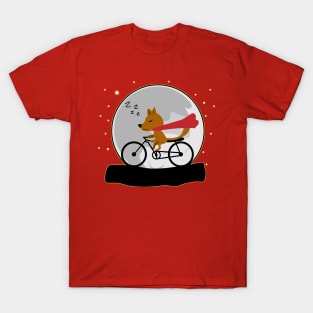 Cute Fox Sleeping with Moon at Night T-Shirt